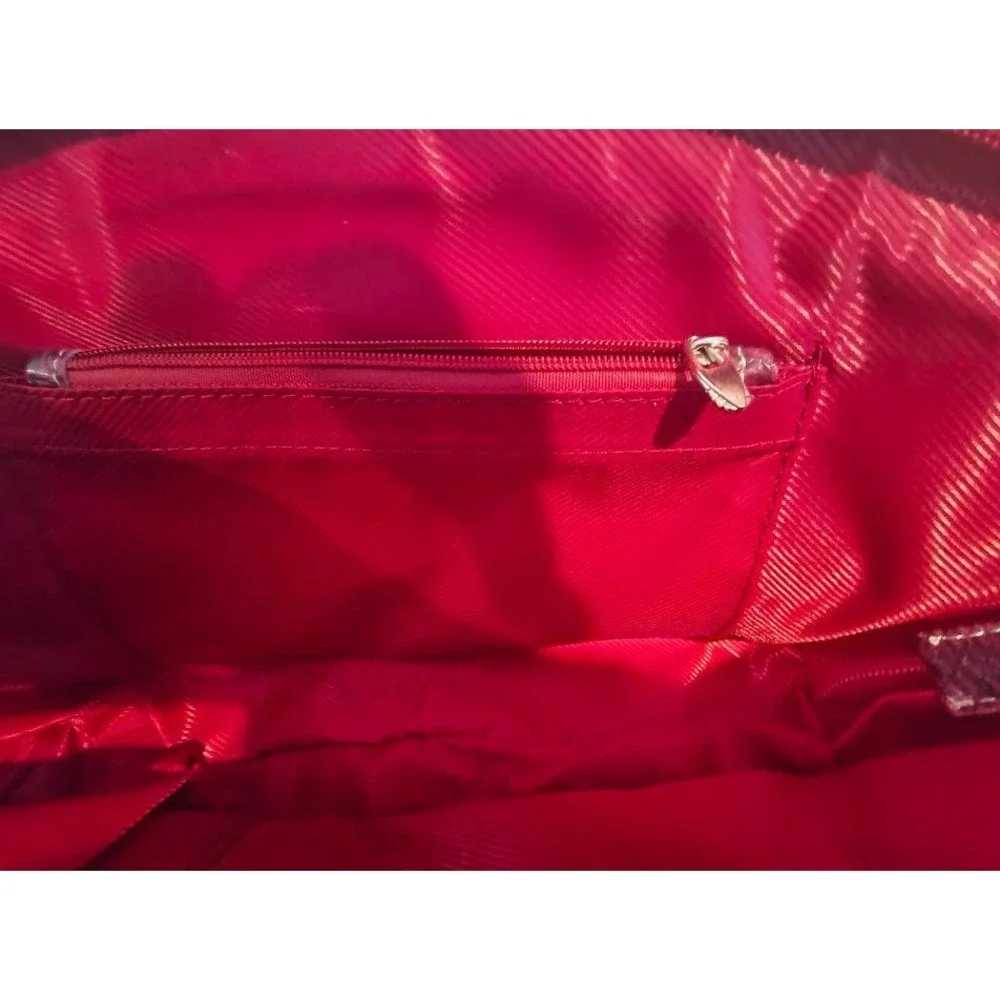 Unique Retro Burgundy Snakeskin Style Fan Shape Handbag‎ Women's - Picture 7 of 11